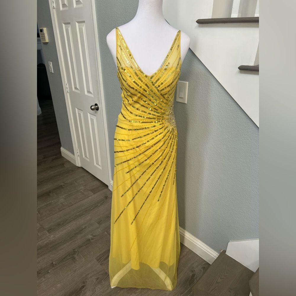 Yellow Sean Collection beaded gown
